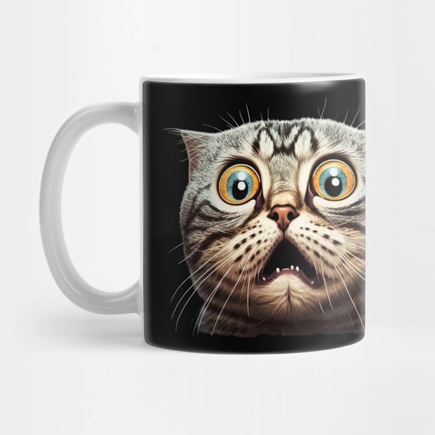 Funny Scared Cat Face, Cat Lover, Scaredy Cat by dukito